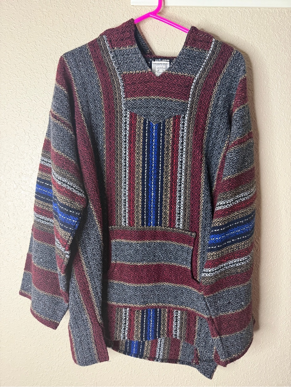 Taco Joe’s Burgundy, Gray & Blue Striped Baja Sweater